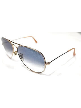 Ray Ban Gold Metal Blue Gradient Aviator Sunglasses 58-14